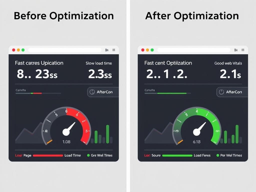 Before and after comparison of page speed improvements showing impact on mobile traffic and UX and SEO rankings Before and after comparison of page speed improvements showing impact on mobile traffic and UX and SEO rankings